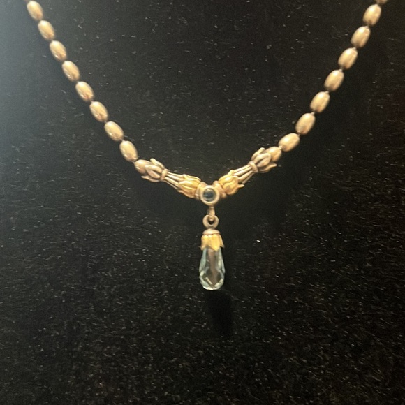 Sold!!too late!LAGOS ARCADIAN NECKLACE SILVER AND 18kGOLD SAPPHIRE/TOPAZ PENDANT - Picture 4 of 6